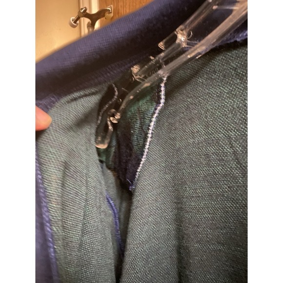 Vintage Eccotoo Navy Green Plaid Button Up Cardigan Collared Gold Buttons 1X - Picture 10 of 16